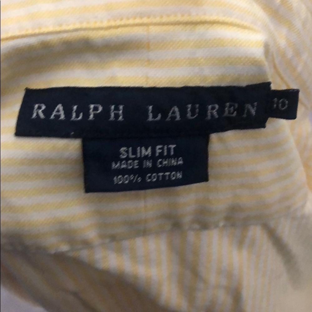 Ralph Lerann slim fit white and yellow button down
